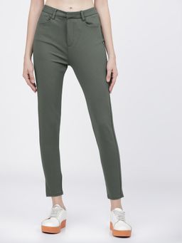 TOKYO TALKIES - Women Olive Straight Fit Regular Trouser