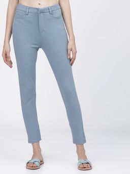 TOKYO TALKIES - Women Blue Straight Fit Regular Trouser