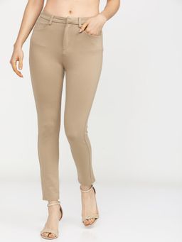 TOKYO TALKIES - Womens Dark Beige Straight Fit Trouser