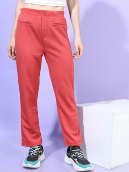 TOKYO TALKIES - Womens Red Regular Fit Trouser