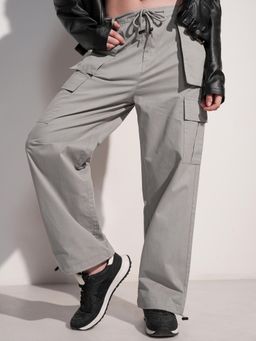 TOKYO TALKIES - Women Grey Solid Straight Fit Cargo