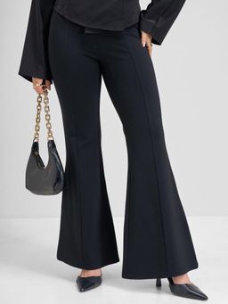 TOKYO TALKIES - Women Black Solid Mid Rise Trouser