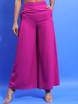 TOKYO TALKIES - Women Pink Mid-Rise Flared Parallel Palazzo