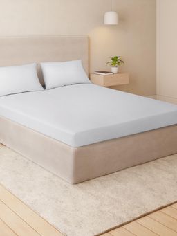 SPACES - Arden 100% Cotton 220 Gsm Sateen Weave Plain King Fitted Sheet White