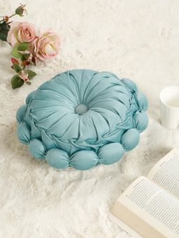 HOSTA HOMES - Soft Velvet Floral Design Reversible Cushion Cover Aqua (16X16 Inches)