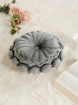 HOSTA HOMES - Soft Velvet Floral Design Reversible Cushion Cover Grey (16X16 Inches)