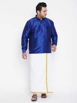 Vastramay - Men Blue Silk Blend Shirt and Mundo