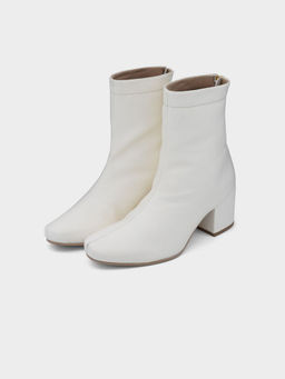 ADORLY - Women Ivory Mid Top Block-Heel Casual Boots