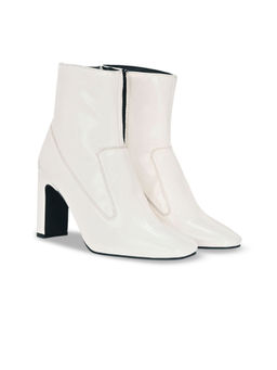 ADORLY - Women White Block-Heeled Casual Boots