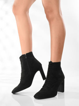 ADORLY - Women Black Block-Heeled Casual Boots
