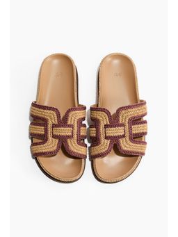 H&M - Women Beige Braided Straw Sandals