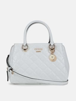 Guess - White Quilted Wilbur Satchel Bag