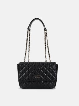 Guess - Black Quilted Wilbur Flap Sling Bag