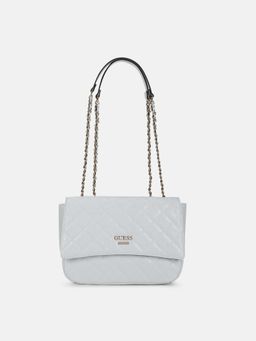 Guess - White Quilted Wilbur Flap Sling Bag
