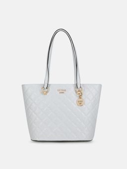 Guess - White Quilted Wilbur Tote Bag