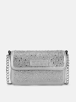 Guess - Silver Embellished Solana Flap Sling Bag