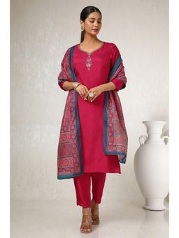 Soch - Womens Pink Viscose Blend Kurta and Pant with Dupatta (Set of 3)