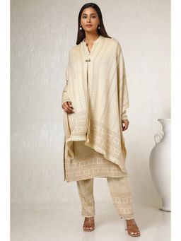 Soch - Womens Off White Woven Beads Kurta and Pant with Dupatta (Set of 3)