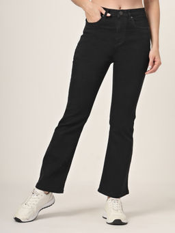 Style Quotient - Women Black Boot Cut High Rise Stretchable Jeans