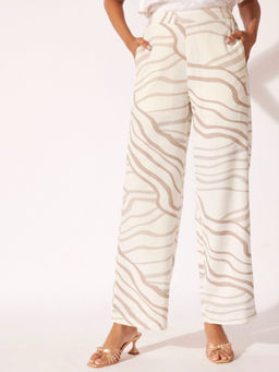 The Label Life - Women Abstract Wavy Print Linen Pants