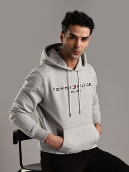 Tommy Hilfiger - Grey Solid Regular Fit Hoodie