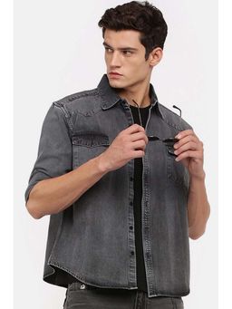 Voxati - Grey Solid Regular Fit Shirt
