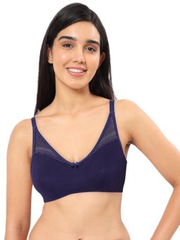 Amante - Solid Non Padded Non-Wired Full Coverage T-Shirt Bra - Navy Blue
