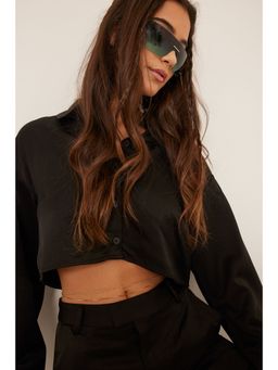 NA-KD - Cropped Shirt-black
