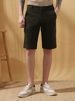 Dennis Lingo - Men Olive Mid Rise Cargo Shorts