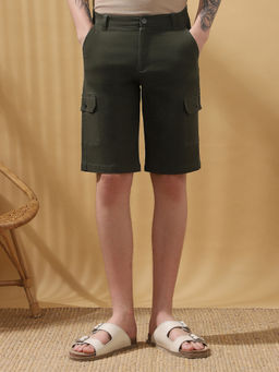 Dennis Lingo - Men Olive Mid Rise Cargo Shorts