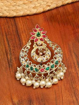 OOMPH - Gold Tone Ethnic Hair Bun Pin - Juda Pin - Jadau Floral Design For Women