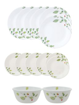 Corelle - Asia Collection 14 Pc Basic / Mini / Starter Dinner Set Small Plate - Green Breeze