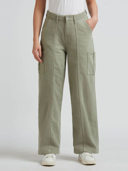 Pepe Jeans - Green High Waist Straight Cargo Jeans