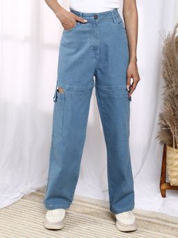 PINACOLADA - Women'S Light Blue Mid-Rise Cutout Denim Jeans