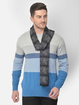 CAZZANO - Men Printed Acrylic Winter Scarf Black