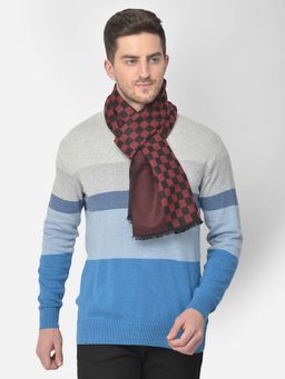 CAZZANO - Men Checked Acrylic Winter Scarf Red