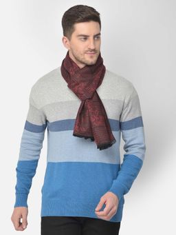 CAZZANO - Men Printed Acrylic Winter Scarf Red