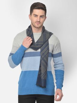 CAZZANO - Men Striped Acrylic Winter Scarf Grey