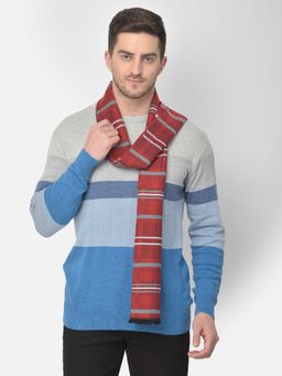 CAZZANO - Men Striped Acrylic Winter Scarf Red