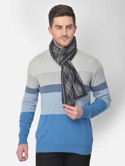 CAZZANO - Men Striped Acrylic Winter Scarf Black