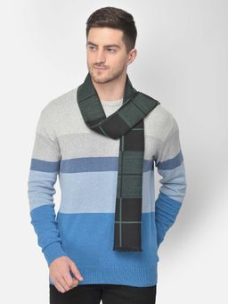 CAZZANO - Men Checked Acrylic Winter Scarf Green