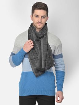 CAZZANO - Men Striped Acrylic Winter Scarf Grey