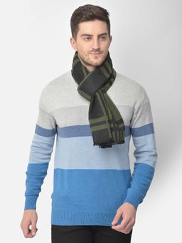 CAZZANO - Men Striped Acrylic Winter Scarf Black