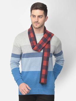CAZZANO - Men Checked Acrylic Winter Scarf Red