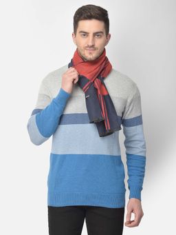 CAZZANO - Men Striped Acrylic Winter Scarf Red