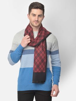 CAZZANO - Men Checked Acrylic Winter Scarf Red