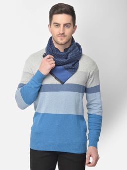CAZZANO - Men Geometric Acrylic Winter Scarf Blue