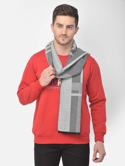 CAZZANO - Men Striped Acrylic Winter Scarf Grey
