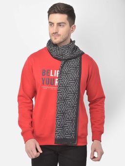 CAZZANO - Men Printed Acrylic Winter Scarf Grey