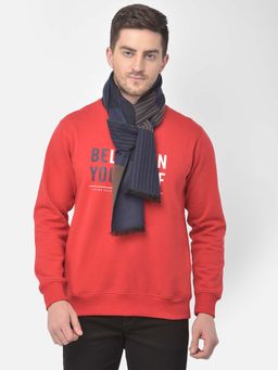 CAZZANO - Men Striped Acrylic Winter Scarf Navy Blue